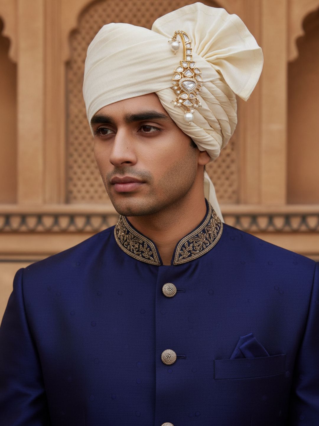 Ishhaara Gold Plated Kundan Polki And Pearl Beaded Kalangi