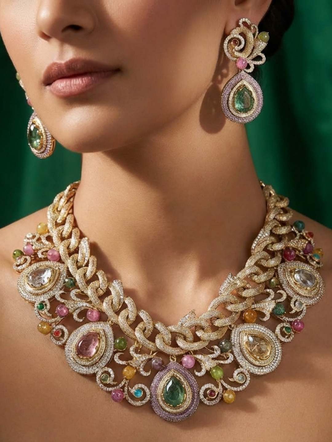 Ishhaara Gold Tone Designer Choker Necklace Set