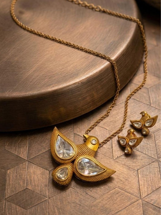 Ishhaara Golden Bird Statement Pendant Necklace