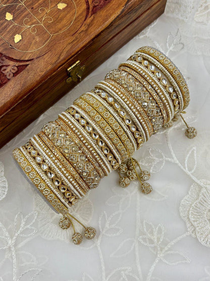 Ishhaara Golden Bridal Bangles Stack
