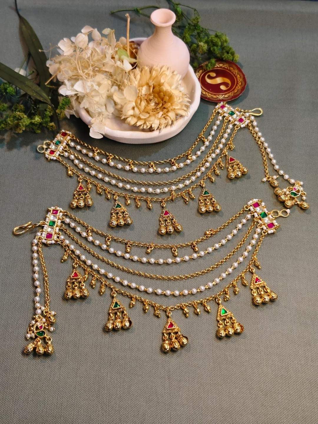 Ishhaara Golden Ghungroo Symphony Ear Chain