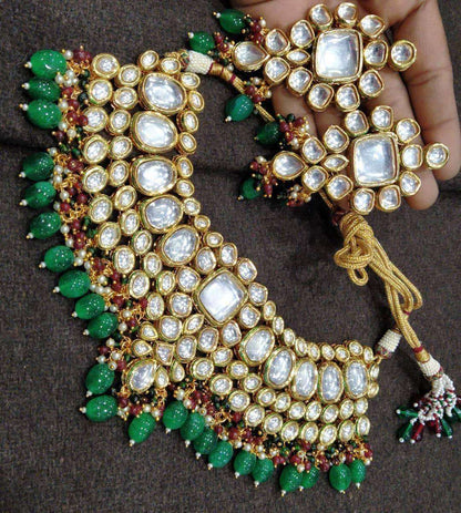 Ishhaara Big Kundan Necklace With Multi Beads