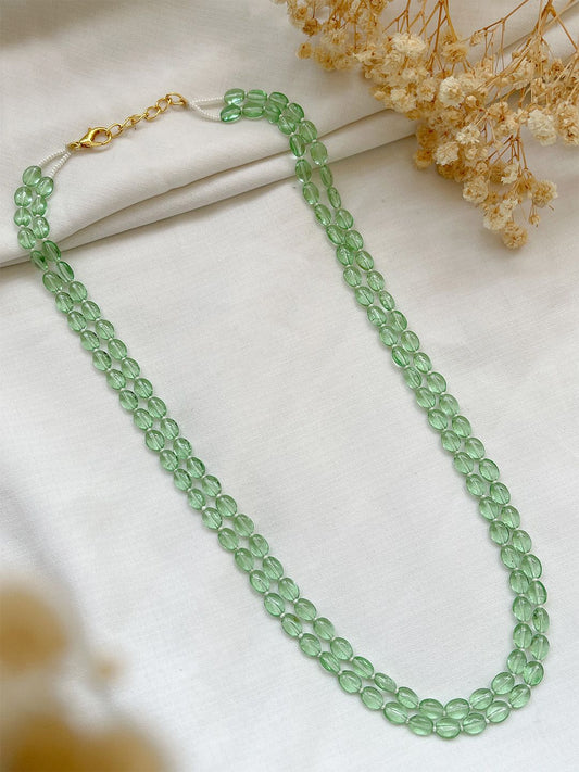 Ishhaara Green Layered Pumpkin Beads Mala