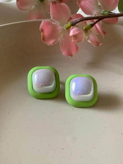 Ishhaara Lucky Enamel Square Earrings
