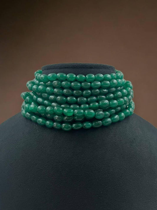 Ishhaara Green Multilayered Beads Choker Necklace