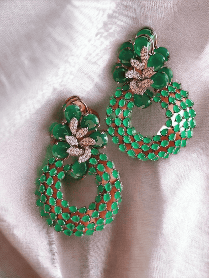 Ishhaara Round Colorful Glam Rhinestone Earrings