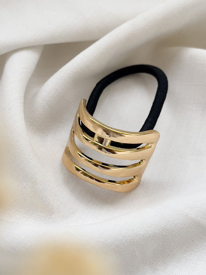 Ishhaara Hair Tie With Triple Gold Curve