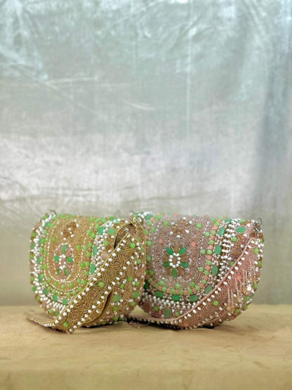 Ishhaara Handcrafted Pearl Studded Flap Bag