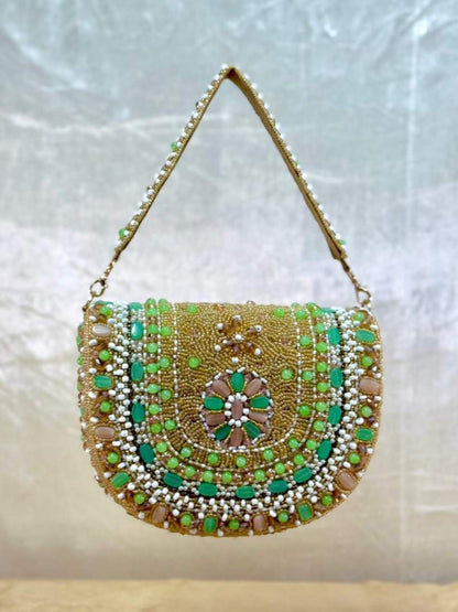 Ishhaara Handcrafted Pearl Studded Flap Bag