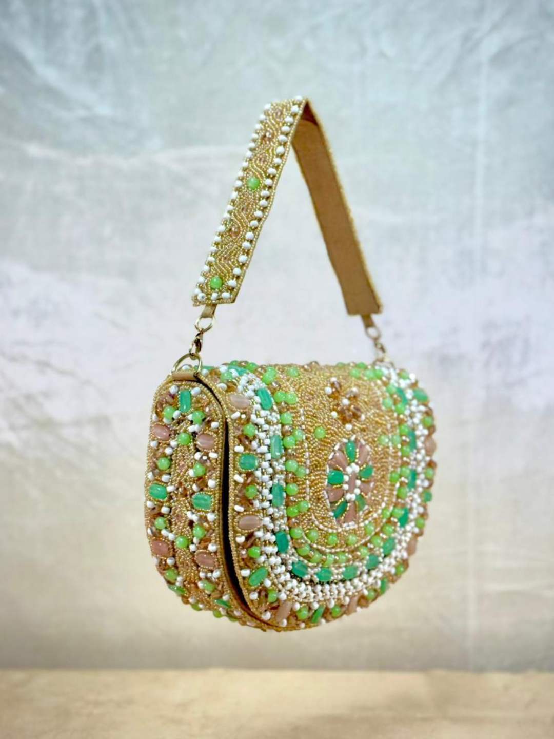 Ishhaara Handcrafted Pearl Studded Flap Bag