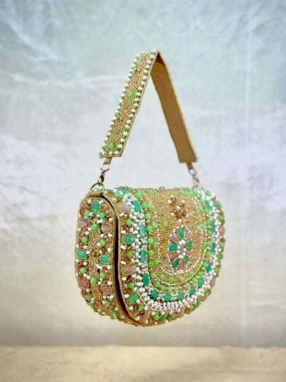 Ishhaara Handcrafted Pearl Studded Flap Bag