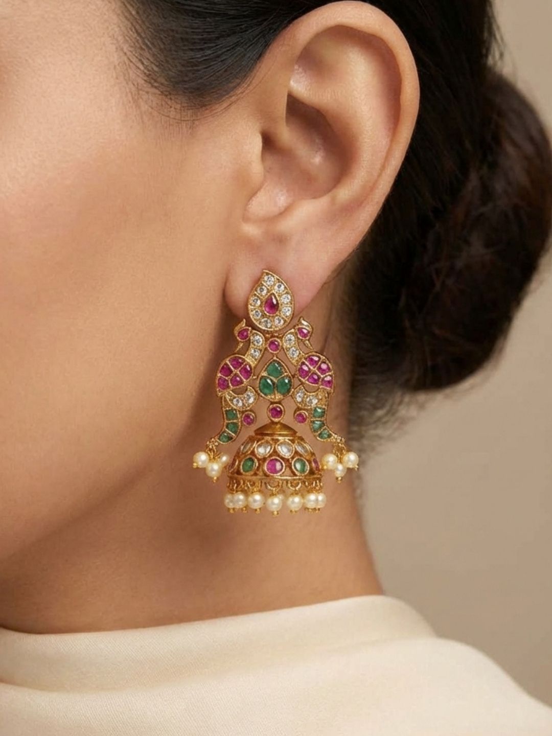 Ishhaara Handmade Madhurika Kundan Jhumkas