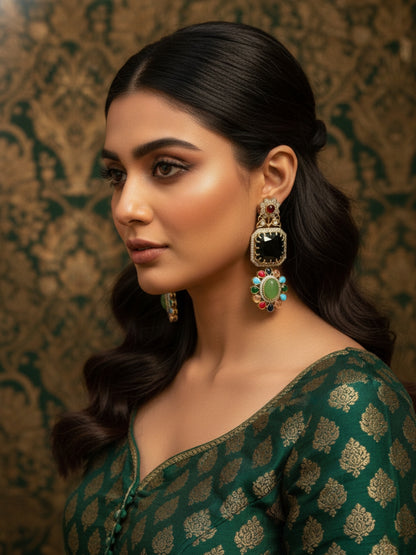 Ishhaara Hanging Sabyasachi Inspired Doublette Stone Earings