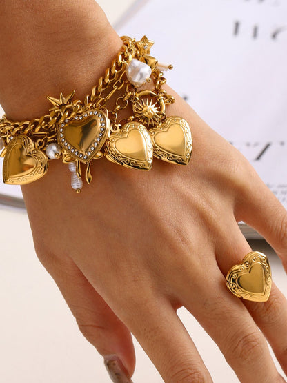 Ishhaara Heart And Star Locket Charm Bracelet