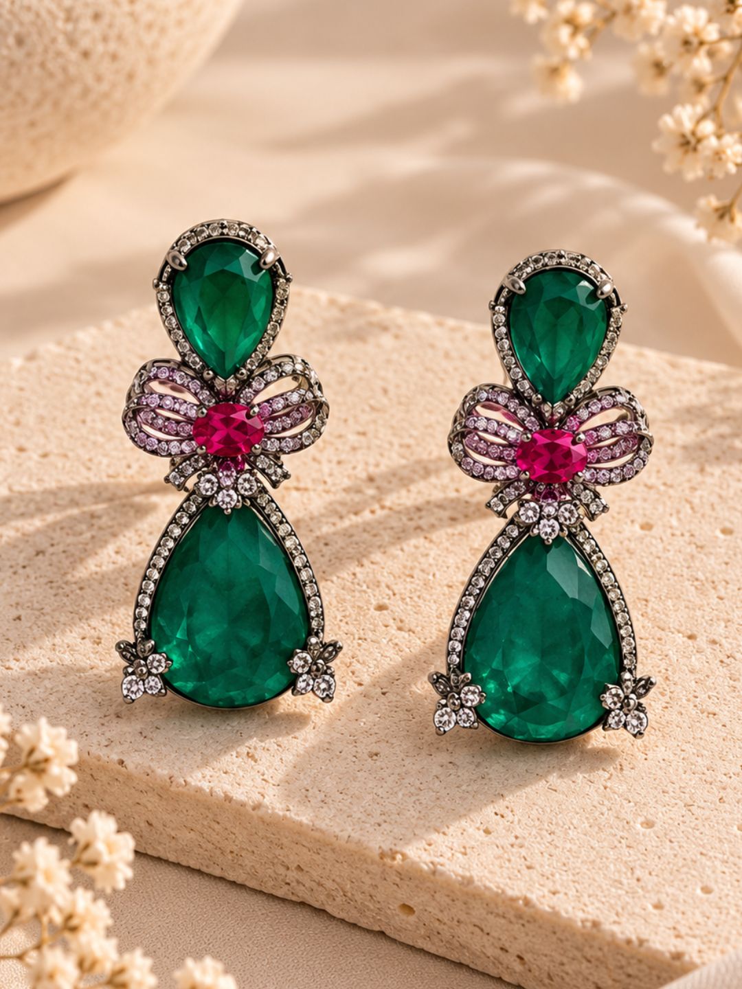 Ishhaara Heli Emerald Earrings