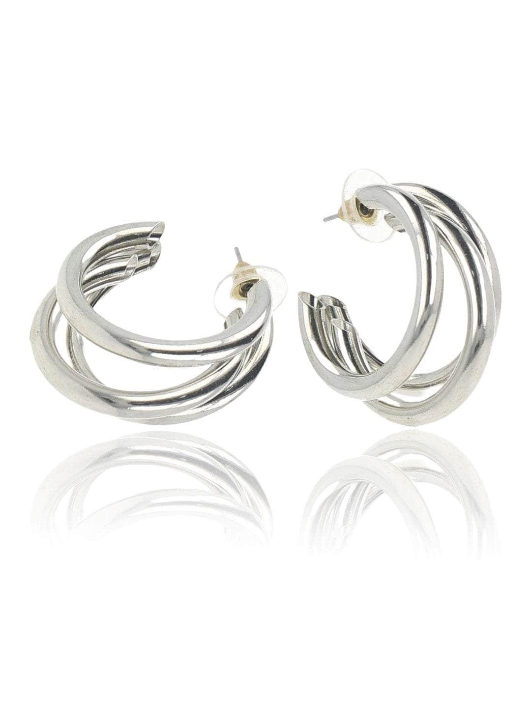 Ishhaara Huma Qureshi In Triple Hoop Earrings Silver