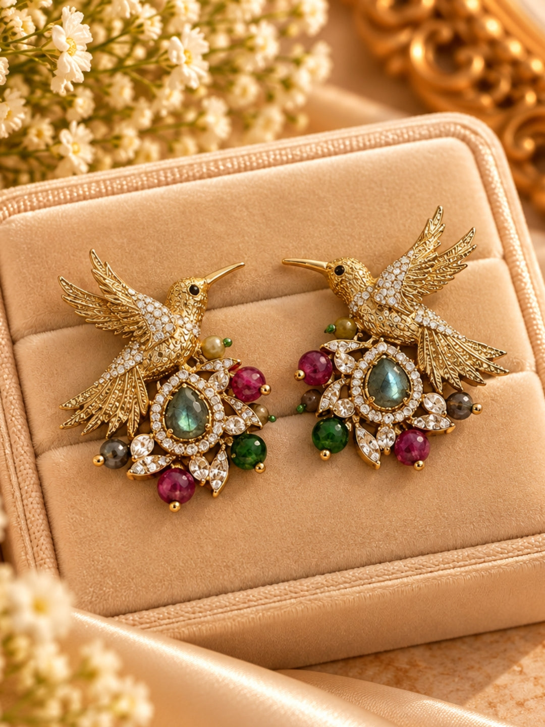 Ishhaara Hummingbird Gemstone Earrings