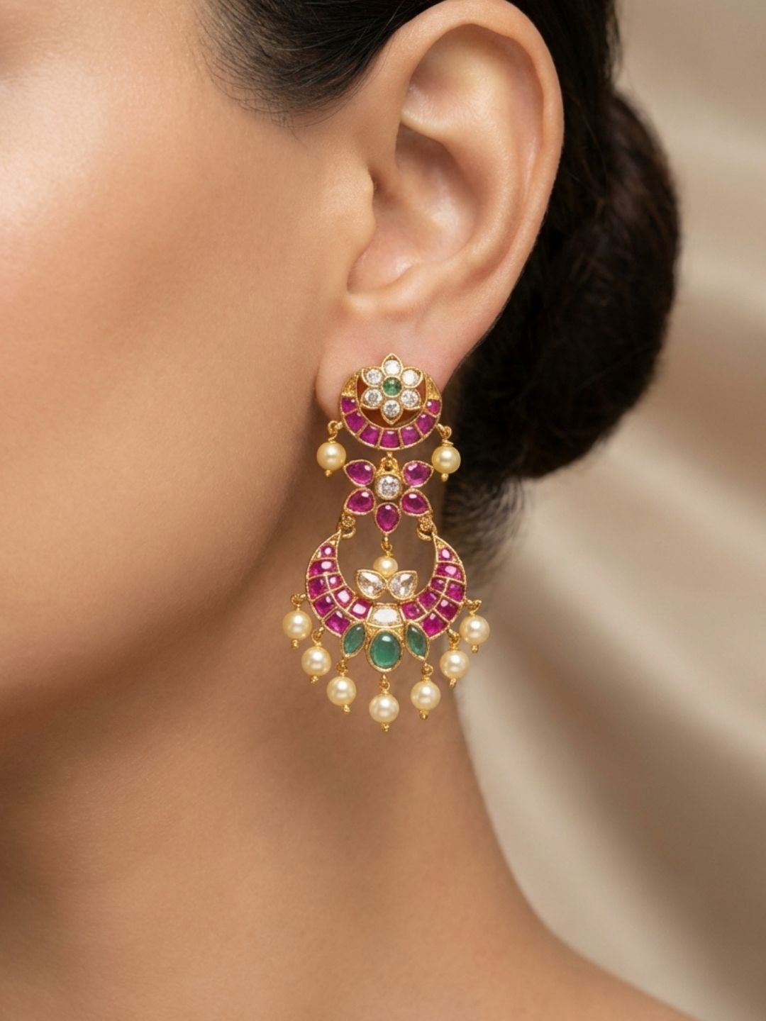 Ishhaara Intricately Carved Jadau Kundan Earrings