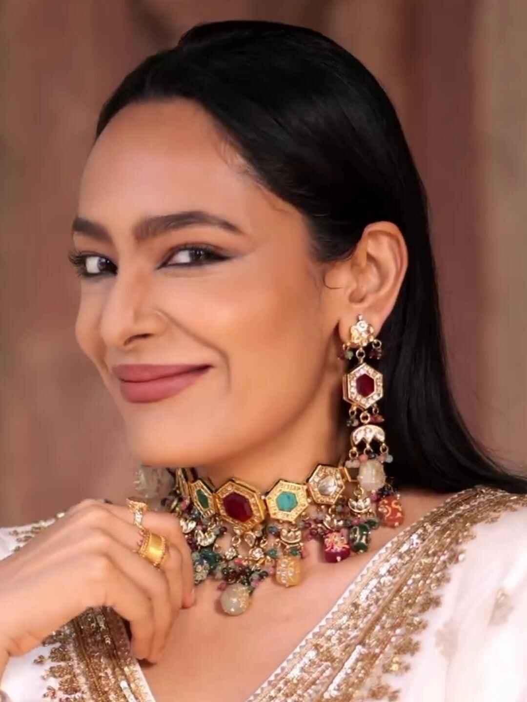 Ishhaara Ishita Mangal In Our Multi Color Navratna Stone Choker Set