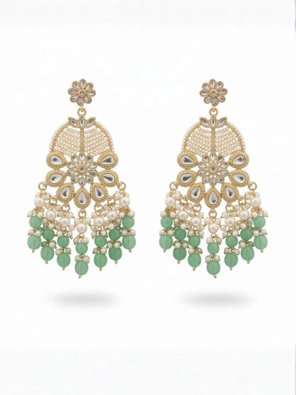 Ishhaara Ivory White Statement Kundan Earrings