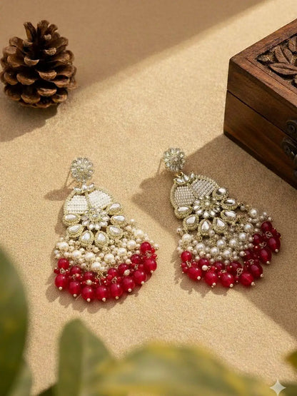 Ishhaara Ivory White Statement Kundan Earrings