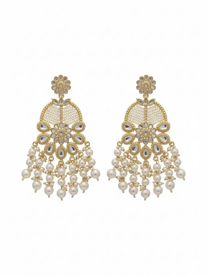 Ishhaara Ivory White Statement Kundan Earrings
