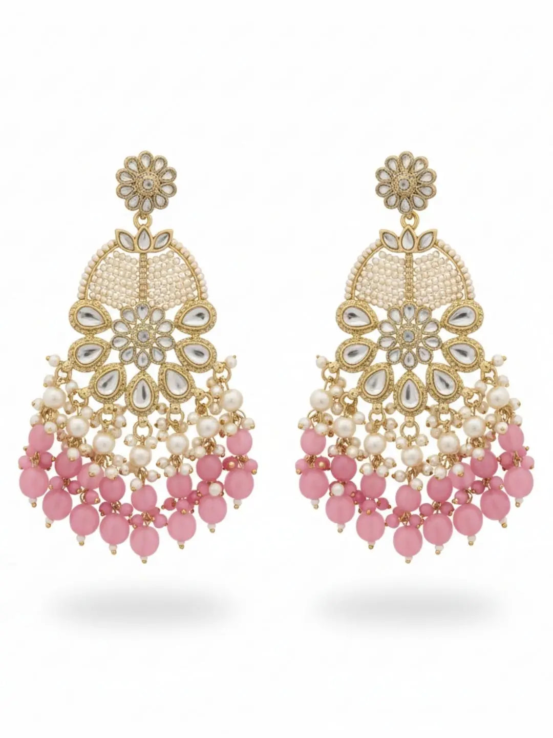 Ishhaara Ivory White Statement Kundan Earrings