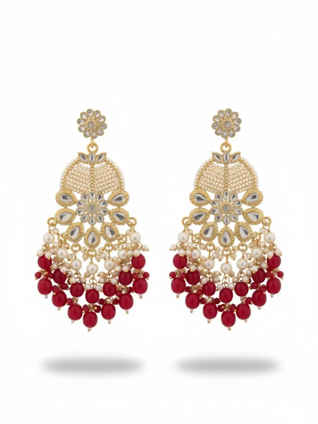 Ishhaara Ivory White Statement Kundan Earrings
