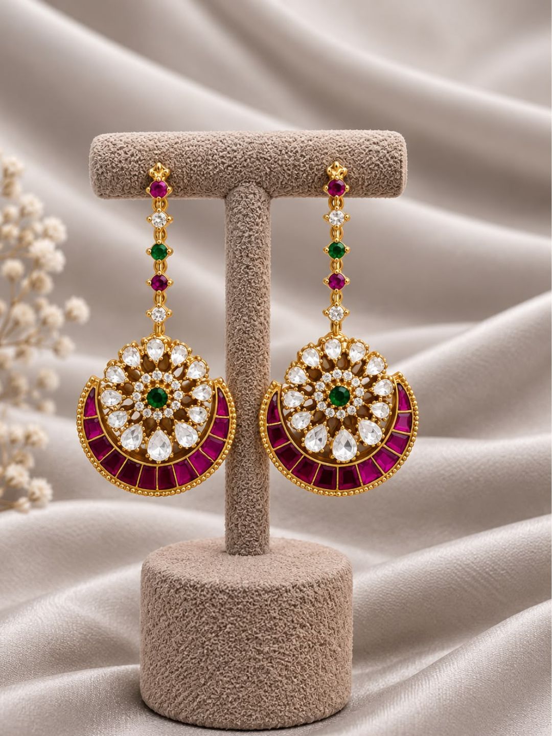 Ishhaara Jadau Ear Studs With Earchains