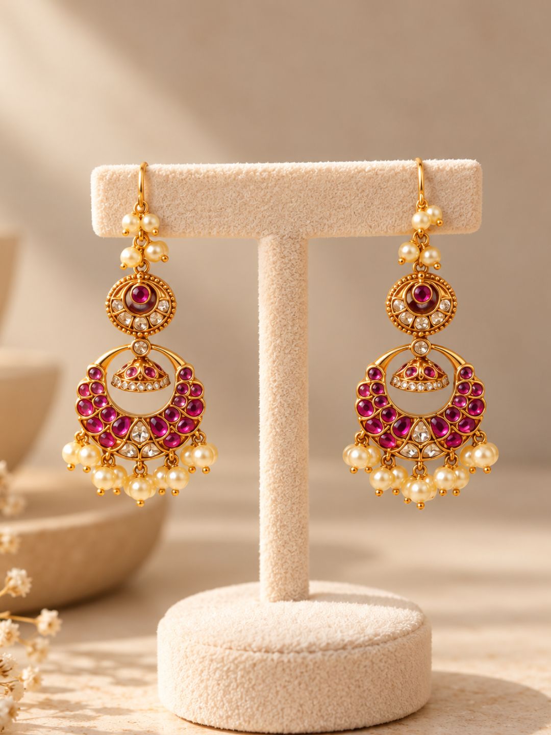 Ishhaara Kemp Studded Chandbali Earrings