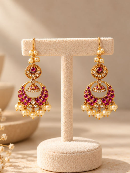 Ishhaara Kemp Studded Chandbali Earrings
