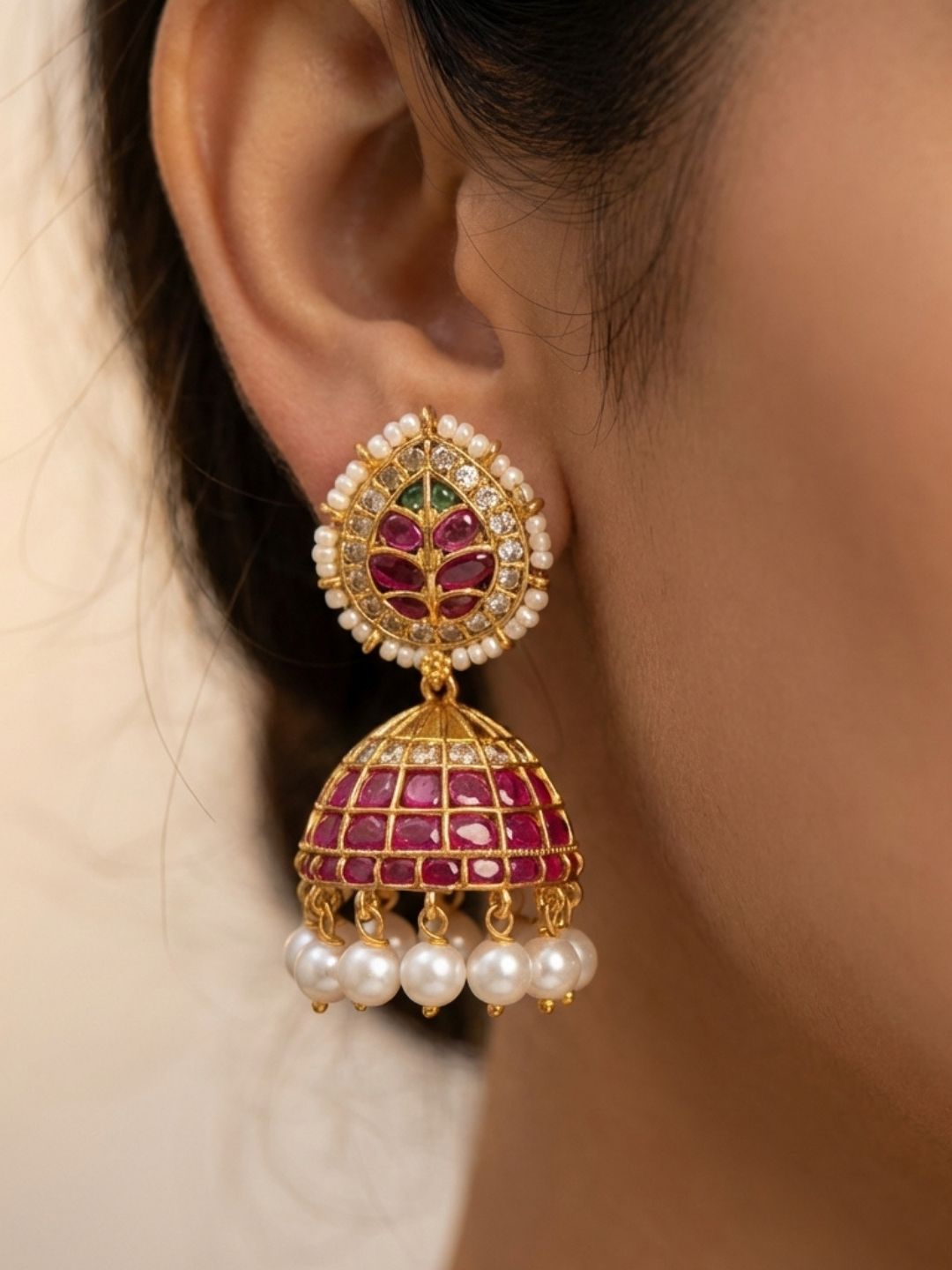 Ishhaara Kempu Jadau Jhumka Earrings