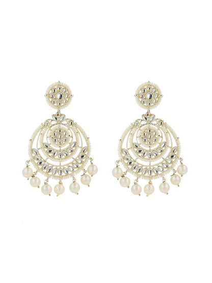 Ishhaara Kinjal In Kundan Chandbali Earrings With Pearls