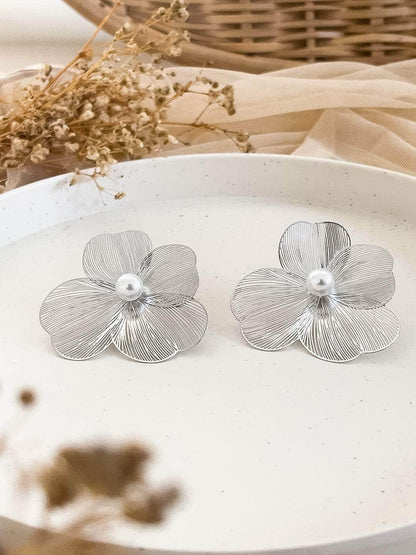 Ishhaara Kritika Kamra In Camellia Brushed Finish Stud Earrings