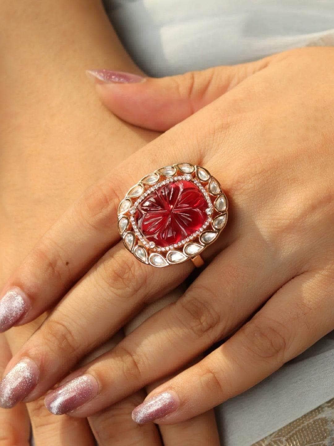 Ishhaara Kritika Kamra In Kundan Ruby Ring Red