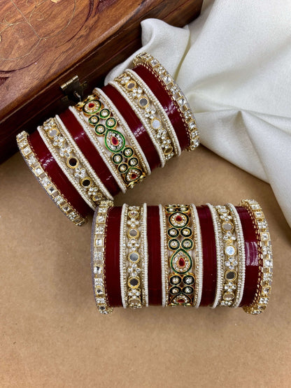 Ishhaara Kundan Bangle Cuff with Polki Stones — handcrafted Indian jewellery - view 2