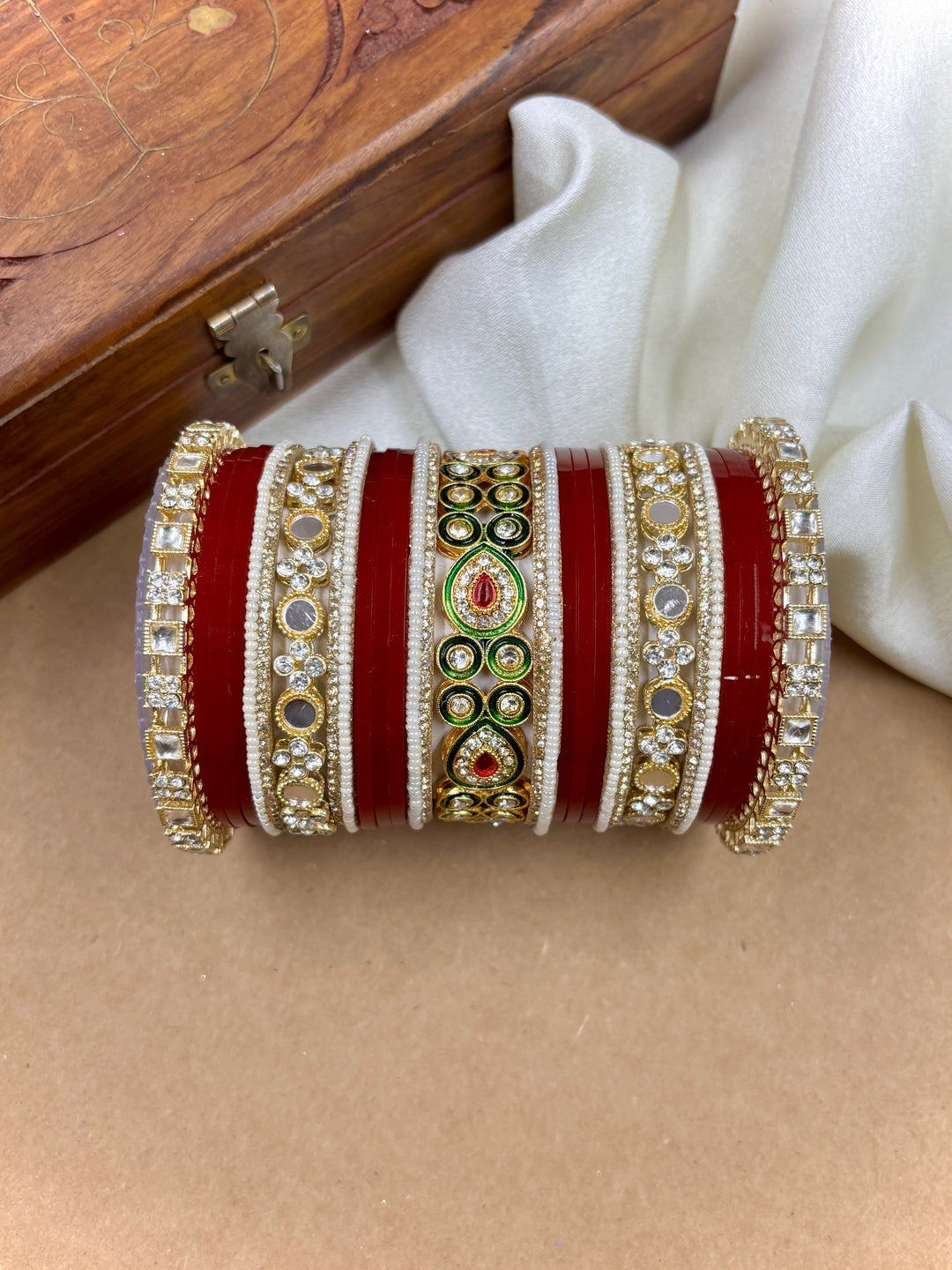 Ishhaara Kundan Bangle Cuff with Polki Stones — handcrafted Indian jewellery - view 4
