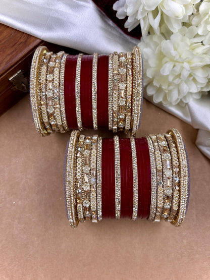 Ishhaara Kundan Bangle Set with Diamond Polki Work — handcrafted Indian jewellery - view 4