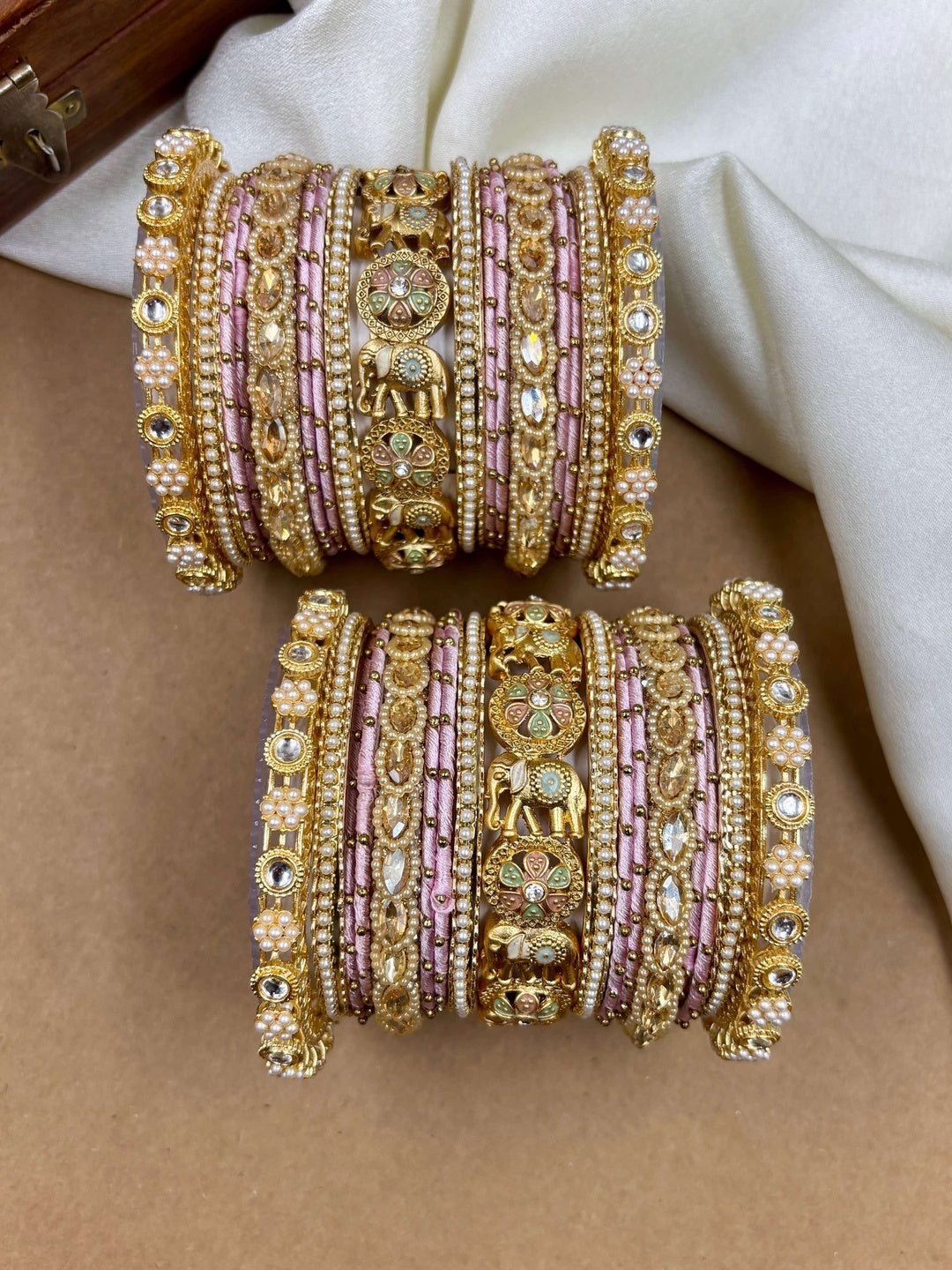 Ishhaara Kundan Bangle Set with Meenakari and Polki — handcrafted Indian jewellery