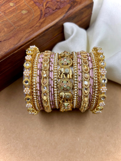 Ishhaara Kundan Bangle Set with Meenakari and Polki — handcrafted Indian jewellery - view 2