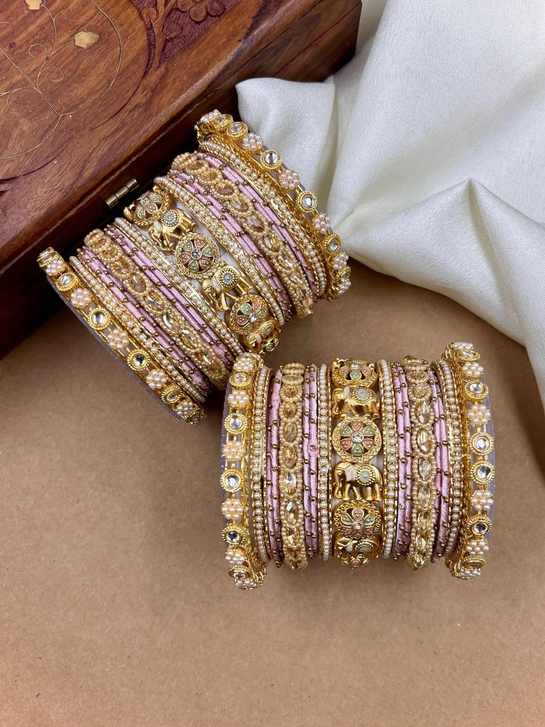 Ishhaara Kundan Bangle Set with Meenakari and Polki — handcrafted Indian jewellery - view 3