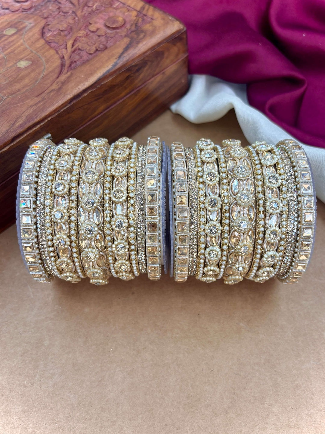 Ishhaara Kundan Bangle Set with Polki Stones — handcrafted Indian jewellery