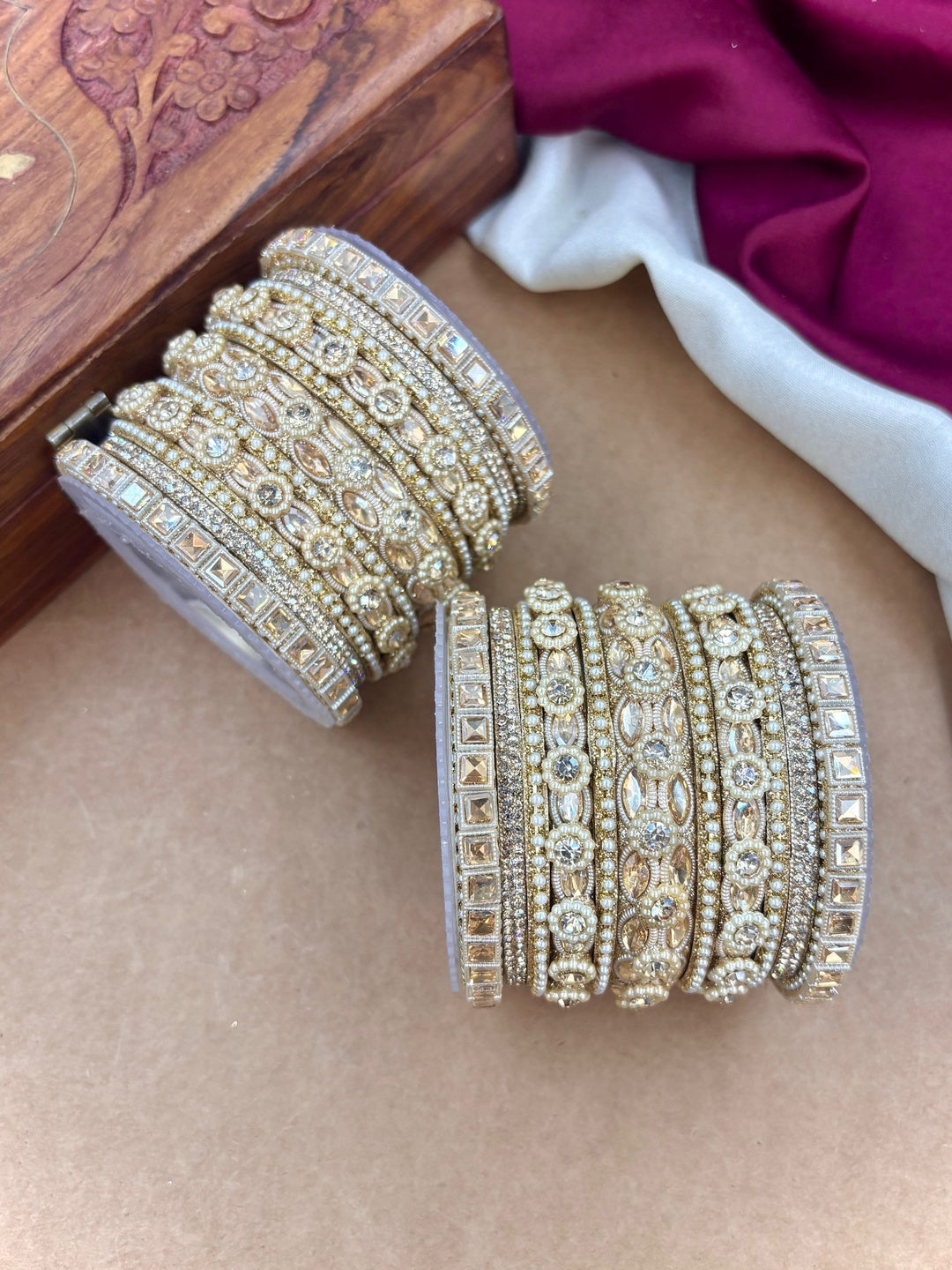 Ishhaara Kundan Bangle Set with Polki Stones — handcrafted Indian jewellery - view 2