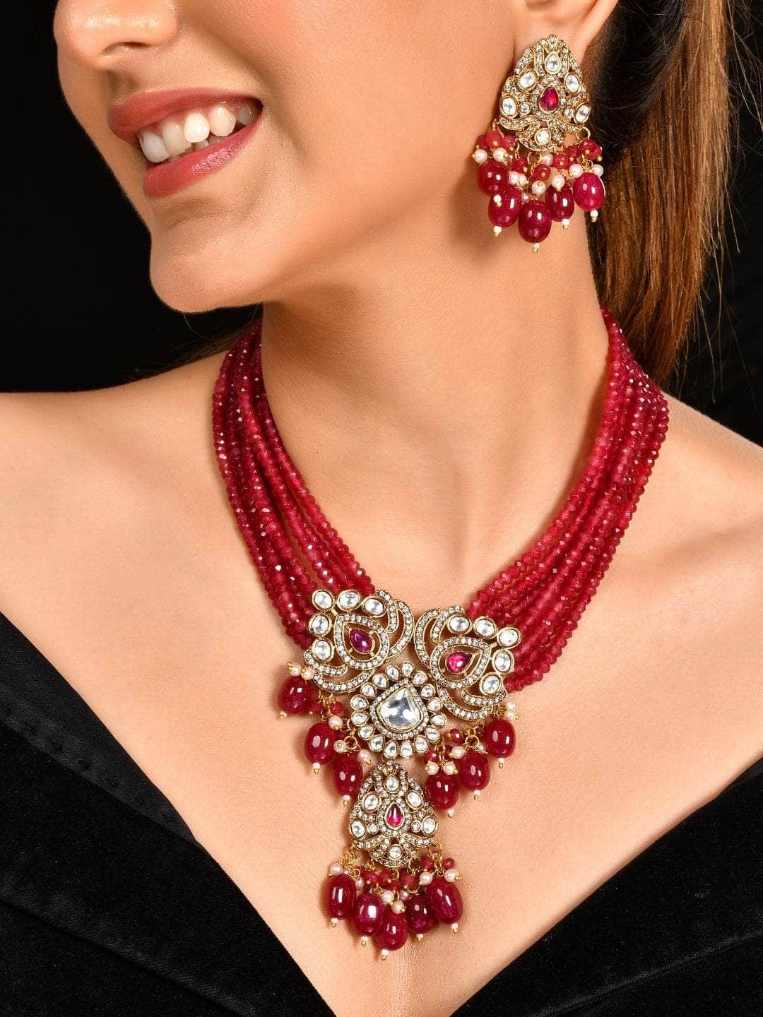 Ishhaara Kundan Crystal Choker Set Red