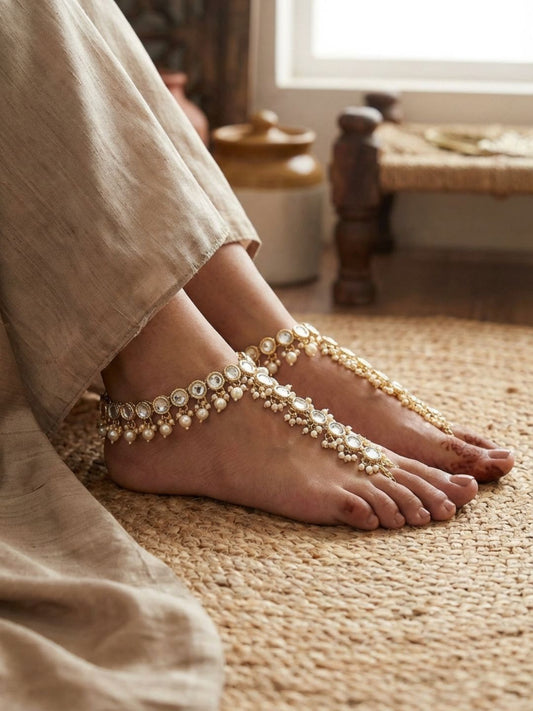 Ishhaara Kundan Embellished Harness Anklet