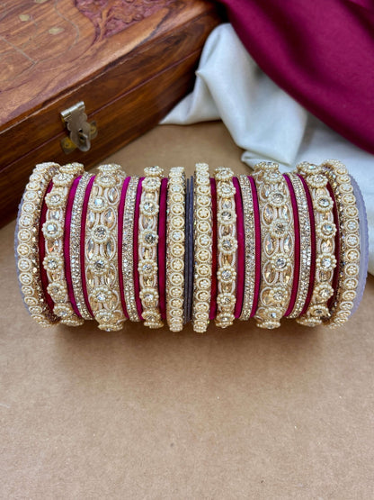 the brand Kundan Emerald Green Bangle Set — handcrafted Indian jewellery - view 10