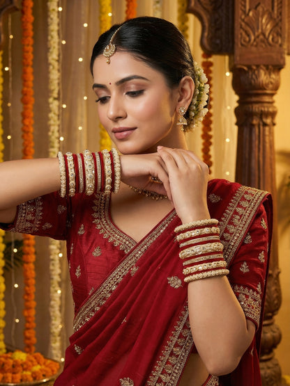 the brand Kundan Emerald Green Bangle Set — handcrafted Indian jewellery - view 11