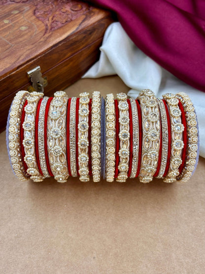 the brand Kundan Emerald Green Bangle Set — handcrafted Indian jewellery - view 14