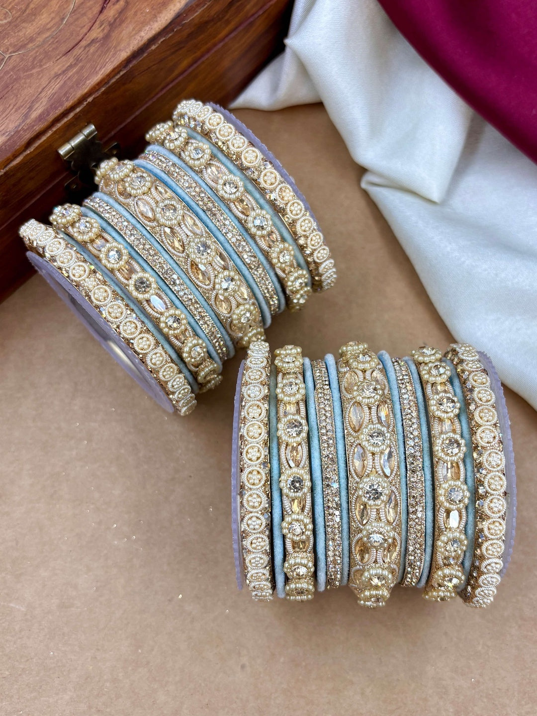 the brand Kundan Emerald Green Bangle Set — handcrafted Indian jewellery - view 20