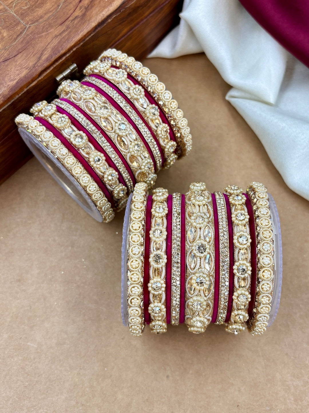 the brand Kundan Emerald Green Bangle Set — handcrafted Indian jewellery - view 7